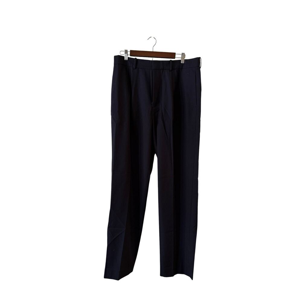 Madewell Mens Double Pleated Dress Pants Wool Blend Black Flat Front Size 32 NIB